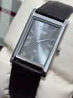 Vintage Seiko Men's Wrist Watch -Leather Strap Slim Profile - Grey Roman Dial