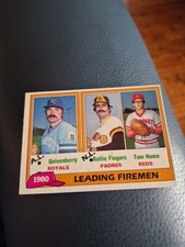 ROLLIE FINGERS & TOM HUME & QUISENBERRY  1981 TOPPS THE LEADING FIREMAN #8