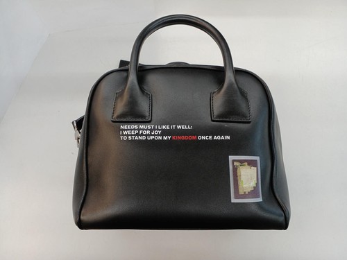BURBERRY 2Way Satchel Leather Black Animal Print Womens Top Handle Bag