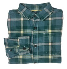 Cat Jack Boy s Long Sleeve Flannel Button-Down Shirt Green /Size M 8/10