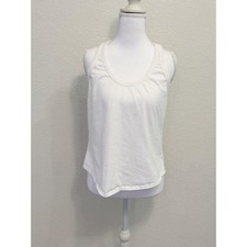 Xirena White Cotton Racerback Tank Top Small Made in USA Scoop Neck
