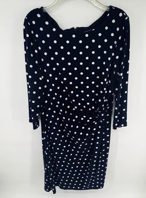 Jessica Howard Navy White Polka Dot Dress With Ruched Side Size 16 NWT - Image 1 of 4