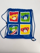 Build a Bear Workshop Blue  Multi Colored Face's Drawstring BackPack Bag 1997
