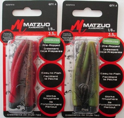 2 - MATZUO Weedless Ned Style Rigs - 4/Pk - 1/8 oz.- Molten Craw & Yellow Jacket