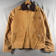 Vintage 80s Carhartt Detroit Jacket Tan Brown Blanket Lined Work Coat Medium