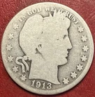 1913 Barber Silver Half Dollar. Better Date. Free Shipping