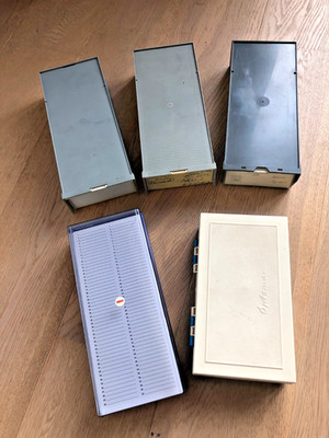 5 Stapelboxen Magazinboxen f. 500 Dias   Dacona, Optoma u.a. + Diamagazine