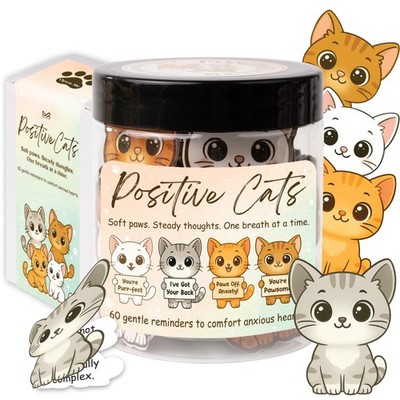 Positive Cats Jar   60 Affirmation Cards for Anxiety  Self Care, Gifts For Pe...