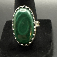 Green African Malachite and Sterling Silver Ring, Statement Ring, size 8, NEW, H