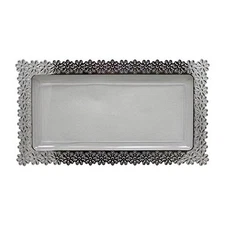 Large Silver Edged Clear Flower Tray 2 Count