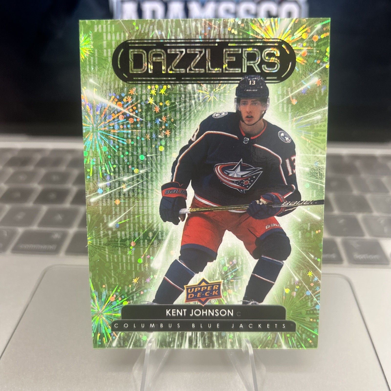 2022-23 Upper Deck Dazzlers Kent Johnson #DZ-40 Green (RC) Columbus Blue Jackets