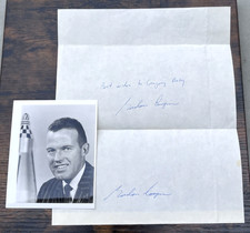 NASA Project Mercury Astronaut L. Gordon Cooper Signed Paper w/ Original Photo
