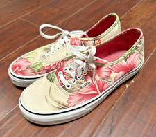 Vans Authentic Hawaiian Floral Hibiscus Skate Shoes Womens 8 Mens 6.5 Pink