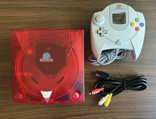 clear red Sega Dreamcast Launch Edition Console (NTSC)+1 original controller