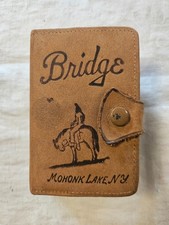 Antique Bridge Cards Game in Leather Wallet 1920's Mohonk Lake NY