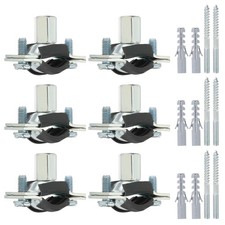6 Pcs 0.6-0.7inch Heavy Duty Adjustable Split Ring Pipe Hanger, Silver/Black