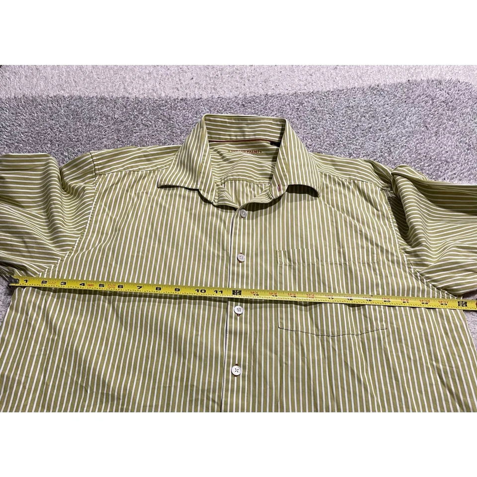 Camisa Tommy Bahama Indigo Palms Denim Para Hombres XL Abotonada Chartreuse Rayas Blancas Foto 3 de 4
