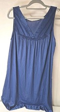Vanity Fair Navy Blue Nylon Slip Dress Medium Vintage Style Nightgown Sleeveless