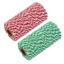 Cotton Rope Twisted Braided Rope Cord, 100m/109 Yard Green White, Red White