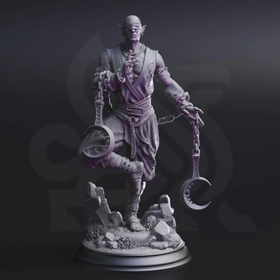 Dark Elf Monk - Uxas the Reborn - DM Stash 32mm