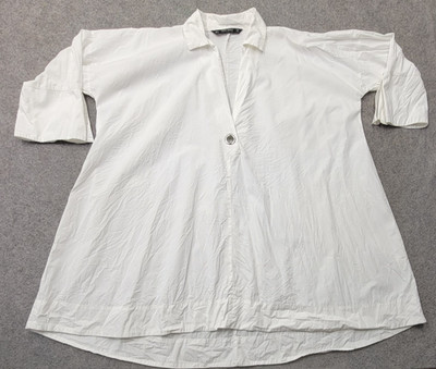 Zara Basic Womens White Top Size S Shortsleeve Loose - Fitting