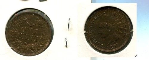 1867 INDIAN HEAD PENNY TYPE COIN VF CLEANED 5872T