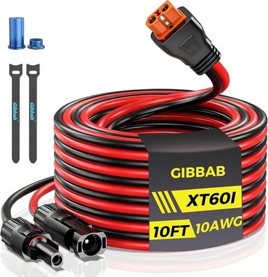 10AWG 10FT Solar to XT60i Cable, Gibbab 3 10 25FT Solar Panel Connector to XT60i