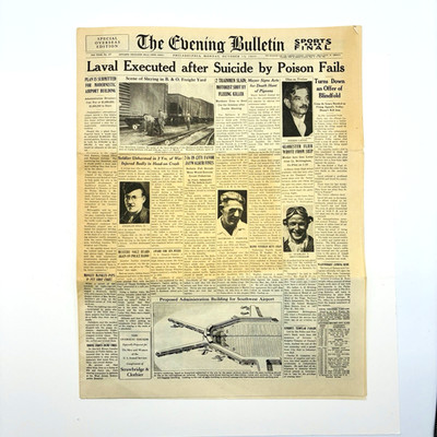 Philadelphia Evening Bulletin Newspaper October 13 1945 Vintage a156