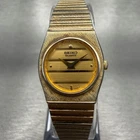 Seiko Watch Women 18mm Gold Dial Gold Tone Oval 7320-0129 Vintage New Battery
