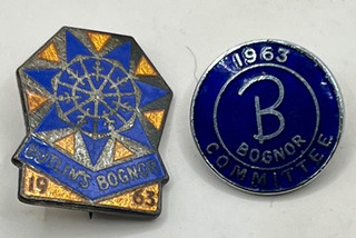 Pair of Butlins Bognor 1963 Enamel Badges Including a Committee Badge