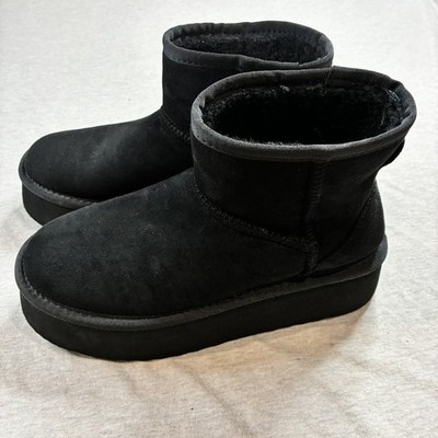 Steve Madden Women's Enchanting Ankle Boot Black Suede Size 8 platform slip on 