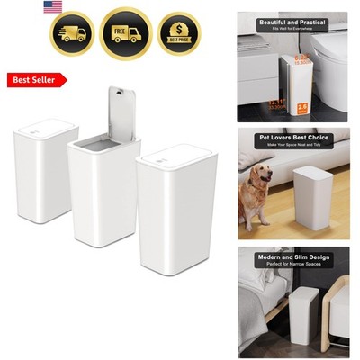 3 Pack 2.6 Gallon / 10L Bathroom Trash Can with Lid,Kitchen Garbage Can Small...