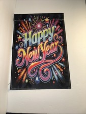 Happy New Year Garden Flag 12x18In Double-Sided Waterproof Quality Burlap