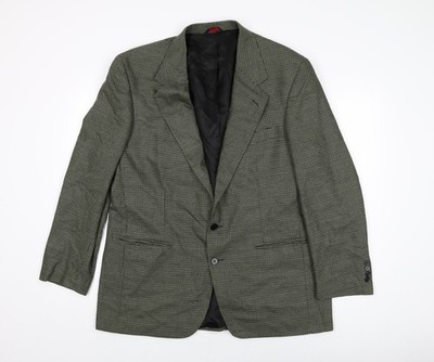 Christopher Hayes Herren Grün Geometrisch Wolle Sakko Anzugjacke Größe 42 Regular