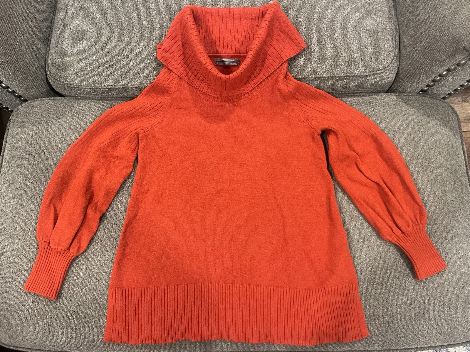 Women’s Anthropology Pumpkin Orange Cowl Neck Fall Sweater Sz Small