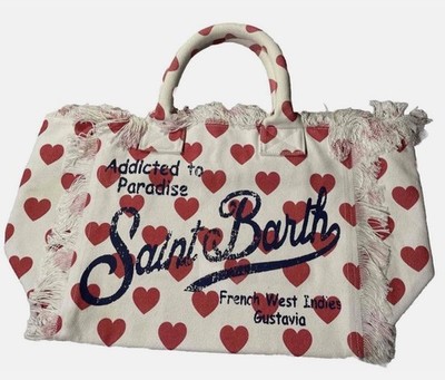 Mc2 Saint Barth Tasche weiß Heart 01 mit roten Herzen groß 