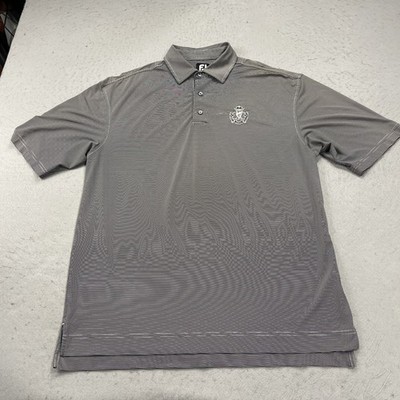 FootJoy Polo Shirt Mens XL Gray Royal County Down Golf Logo Performance Stretch
