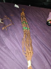 CORDON MARRON FAIT MAIN, CINTRE PLANTE MACRAMÉ BIEN FAIT AVEC PERLES - 38IN