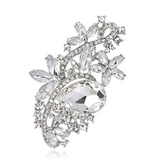 Wedding Bridal Big Crystal Rhinestone Bouquet Brooch Pin for Women silver to...