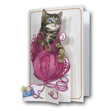 Pictoria Press 3D Pop Up Greeting Card Cat Kitten Wool Birthday Any Occasion Mum
