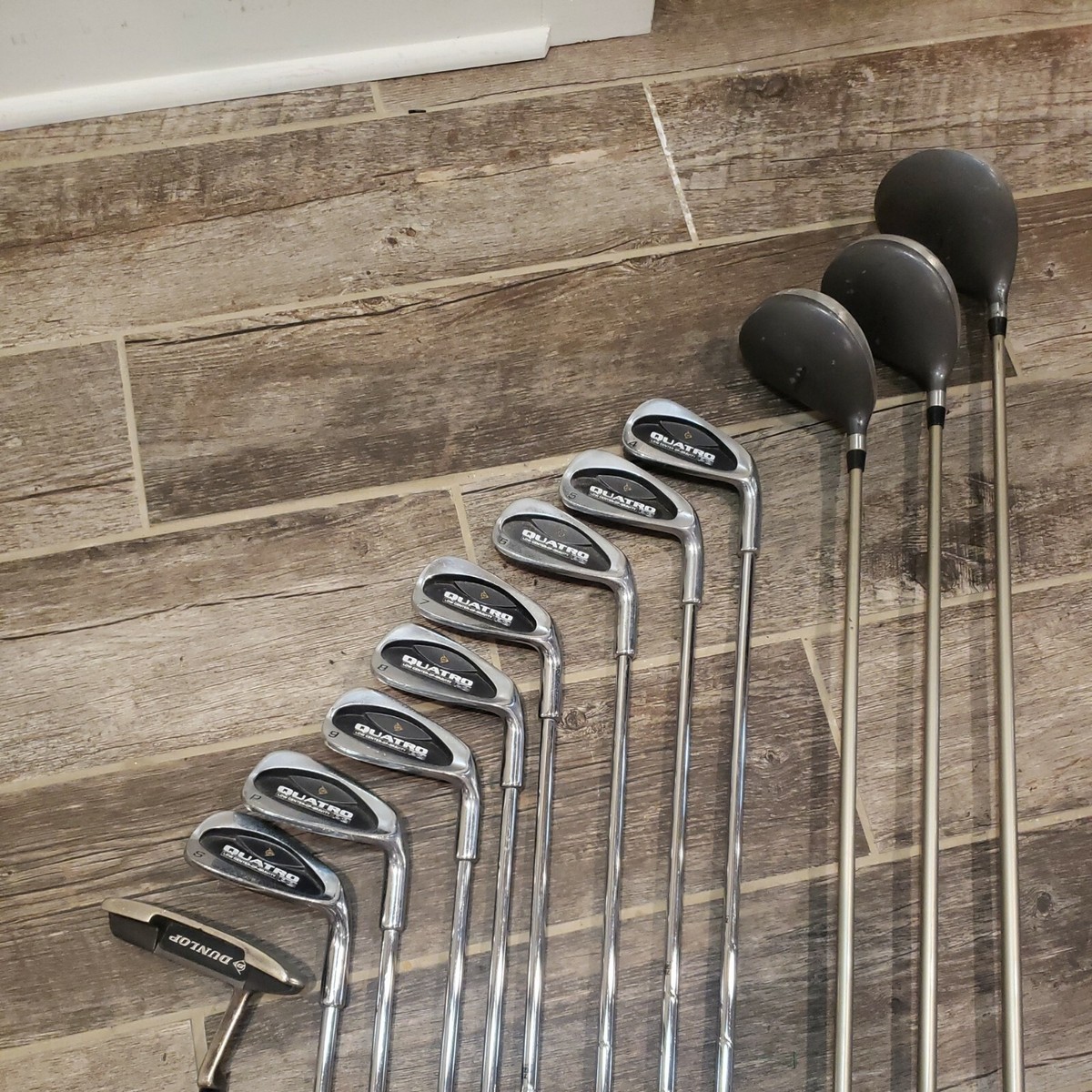 Dunlop Quatro P2 RH Golf Iron Set With 3 Drivers And Putter | eBay