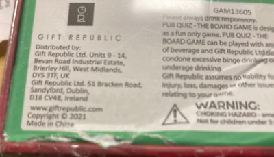 Gift Republic Pub Quiz Trivia - 100 Carte Con Domande E Risposte, Gioco Da Tavolo Per Serate Tra Amici, Regalo Originale - 2