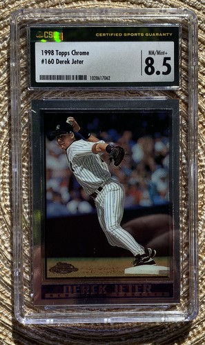 1998 TOPPS CHROME DEREK JETER #160 GRADED CSG 8.5 MINT HOF YANKEES - Picture 3 of 3