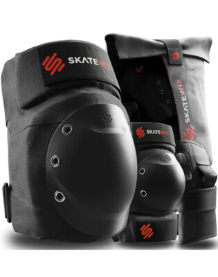 SKATEWIZ Skateboard Pads Adult [6pc] Shield Elbow Pads and Wrist