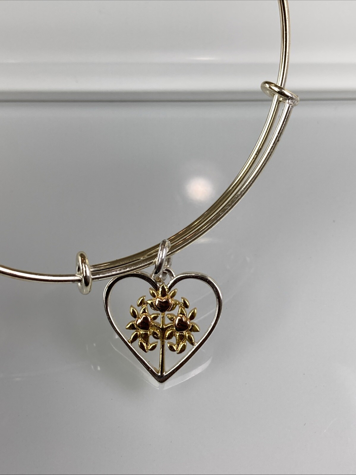 Sterling 925 Solid Silver Charm Bangle Adjustable… - image 5