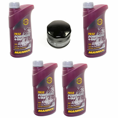 15W50 Motoröl Set Ölfilter HF565 4 Liter für Aprilia Caponord Dorsoduro Shiver