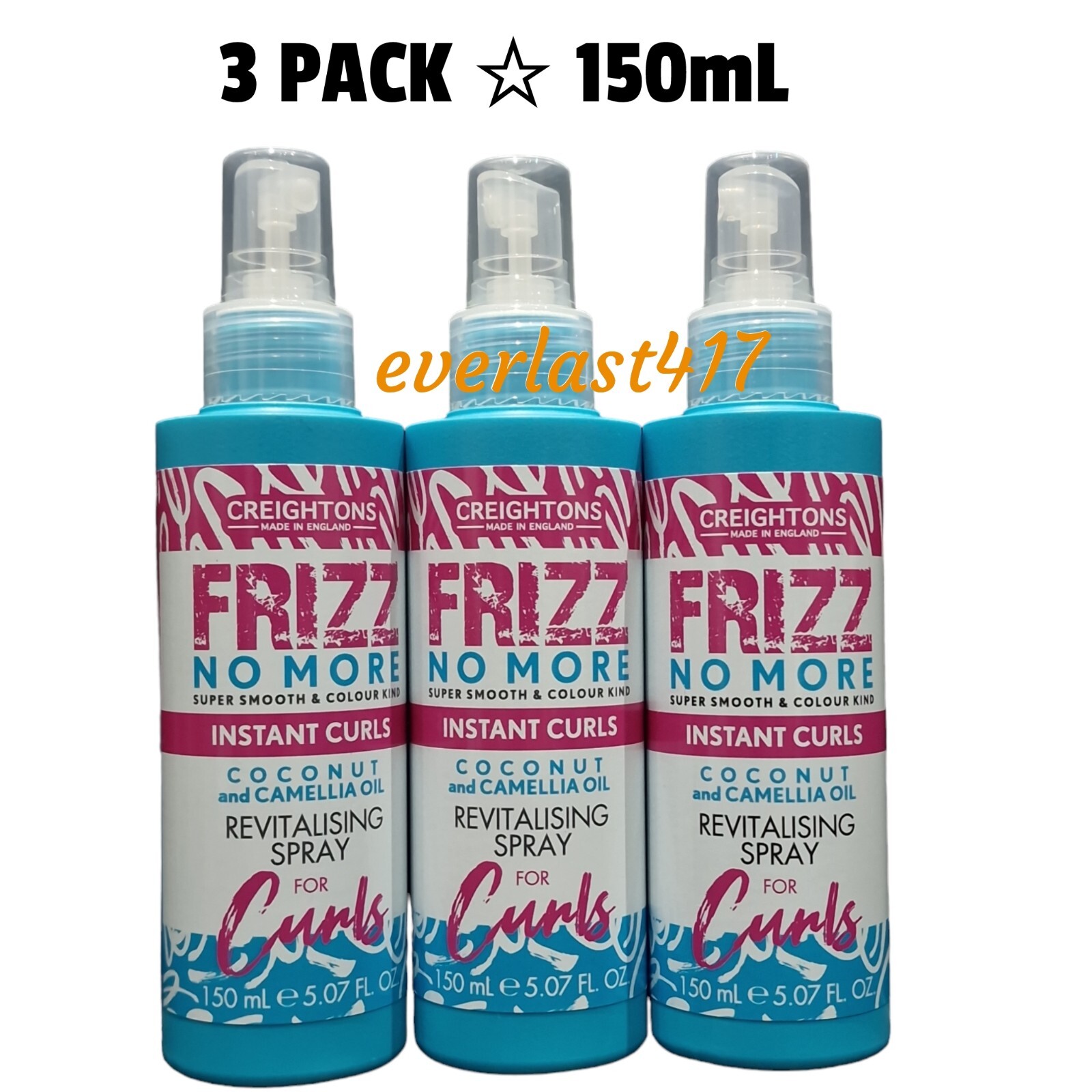 Creightons Frizz No More Instant Curls Revitalising Spray 3 x 150ml Glossy Shine