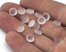 5 pcs Sea Glass White Czech Round FlatBack Cabochons 8mm 80CB CAB12-11