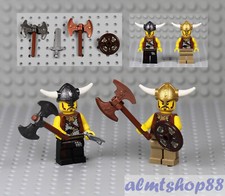 LEGO - 2x Viking Warrior Minifigure Combo w/ Shield Dagger Halberd Sword Castle