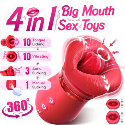 Vibrator Masturbator Sucking Nipple Clit Tongue Licking Dildo Sex Toy For  Women | eBay